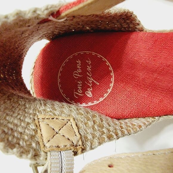Toni Pons Caldes Red Linen Wedge Sandal Size 8 - Picture 7 of 11
